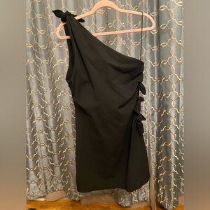 One shoulder Black Zara dress with ties on side and shoulder